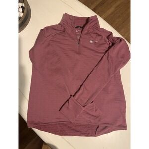 Nike Therma Fit Running Half Zip Pullover Shirt Mauve Women's Medium Thumbholes